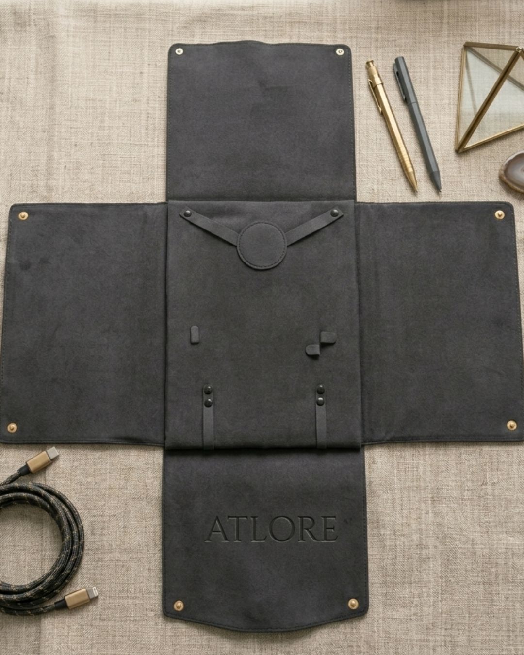 black travel folder