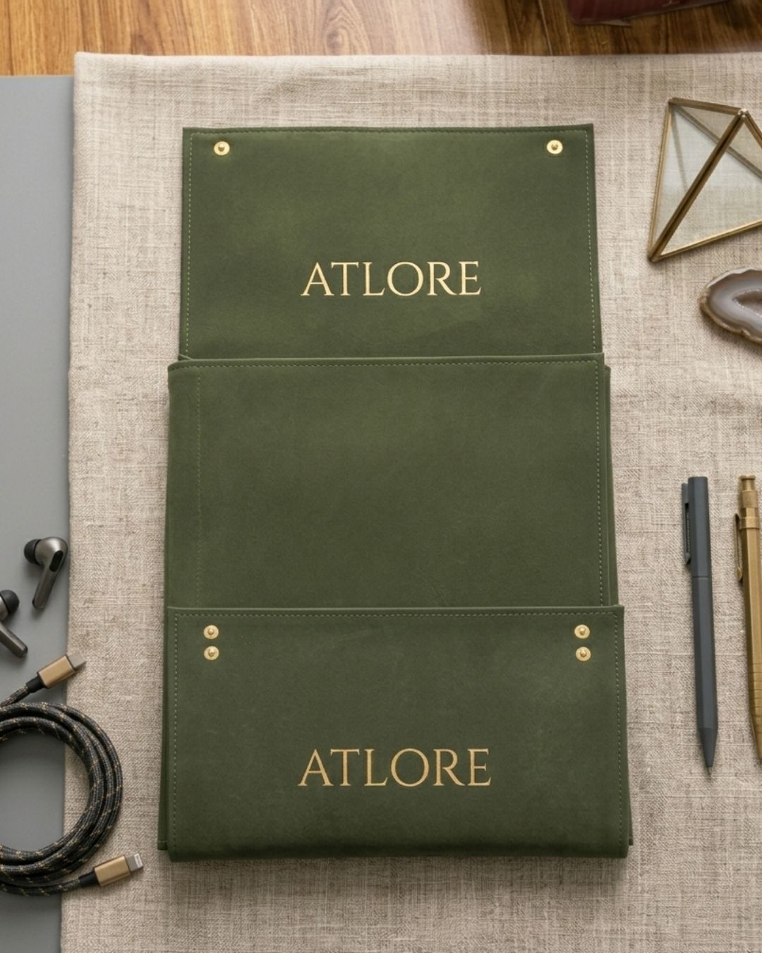 green travel folder