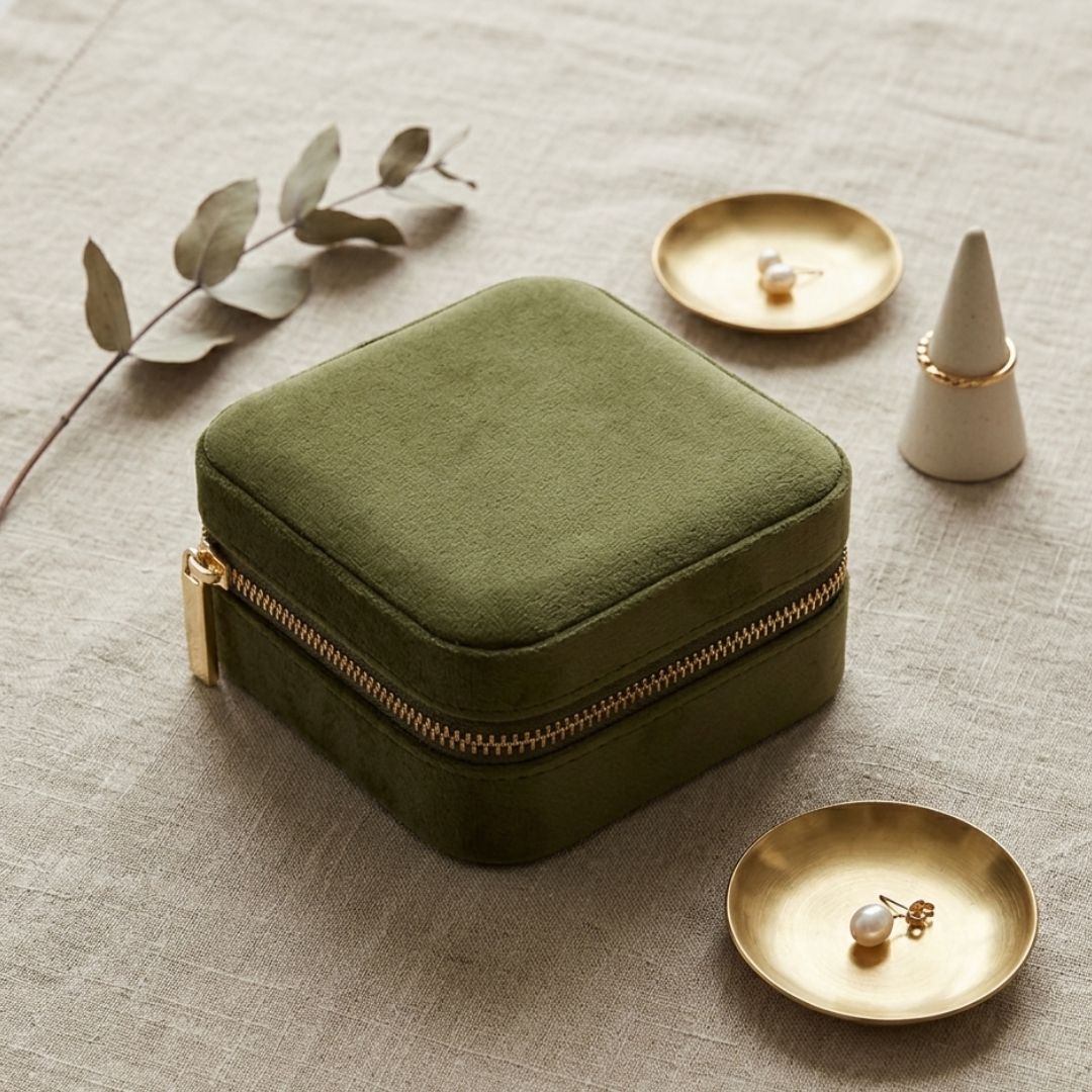 olive green travel pouches