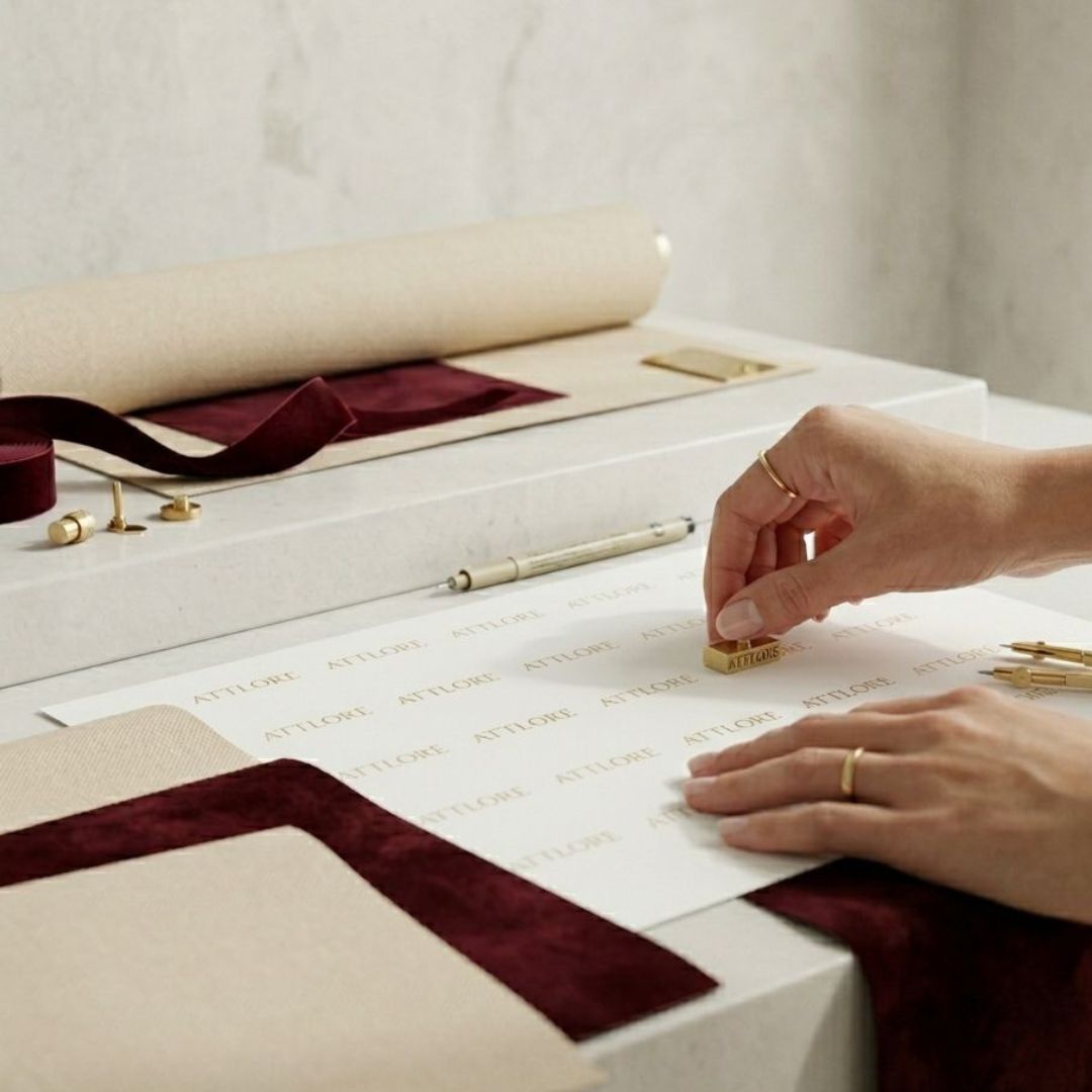 A designer planning a minimalist logo pattern for custom wrapping paper