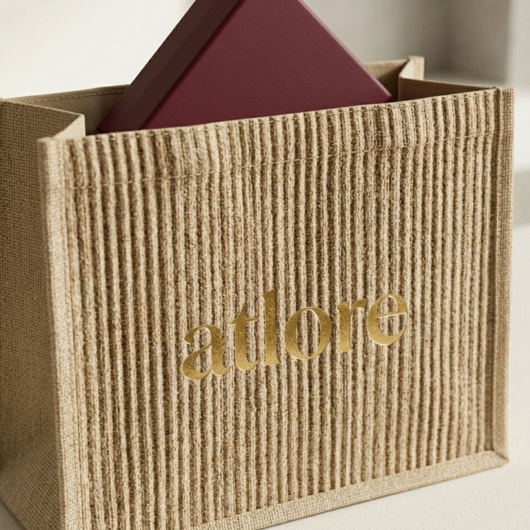 structured jute packaging gift bag for jewelry boxes