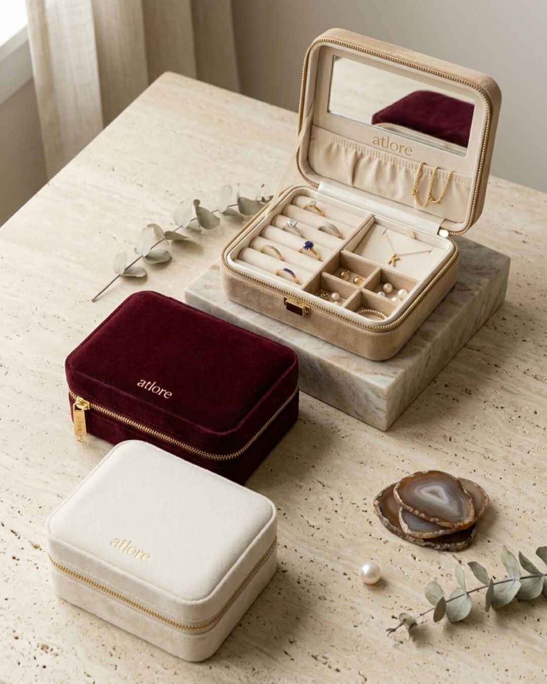 velvet travel pouches
