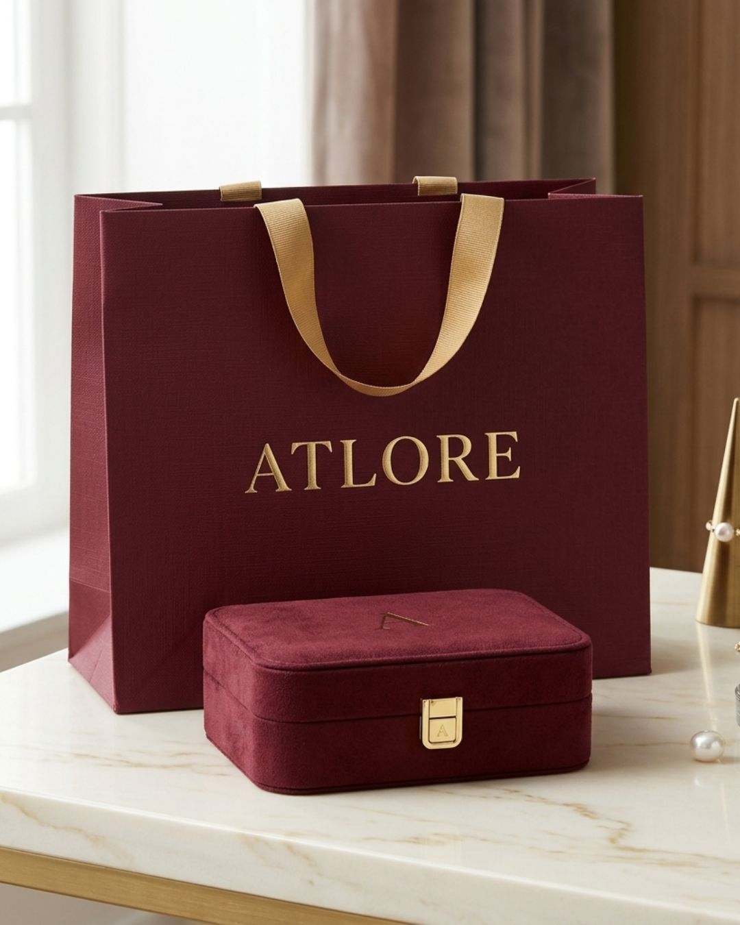 paper bag and jewelry collection box