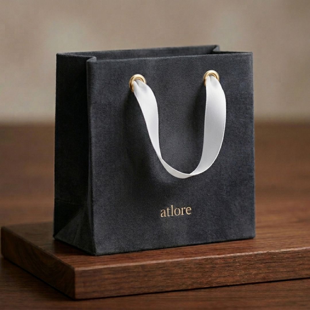 charcoal grey suede paper bag 