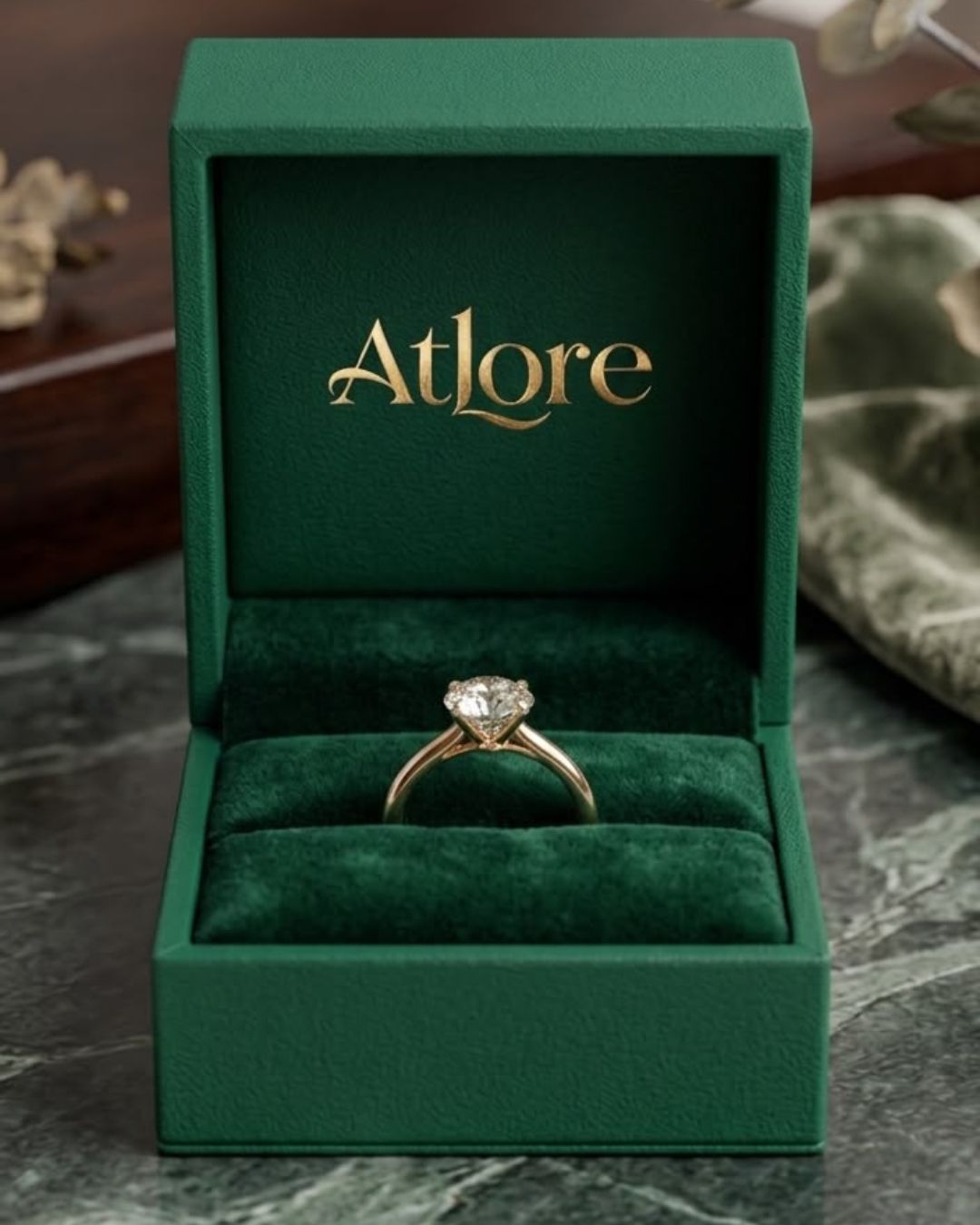  Handcrafted custom emerald green jewelry box with soft velvet interior for fine jewelry.
